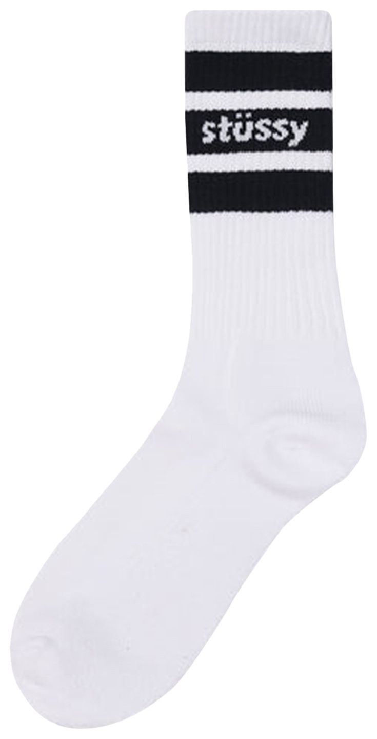 Stussy Stripe Crew Socks WhiteBlack