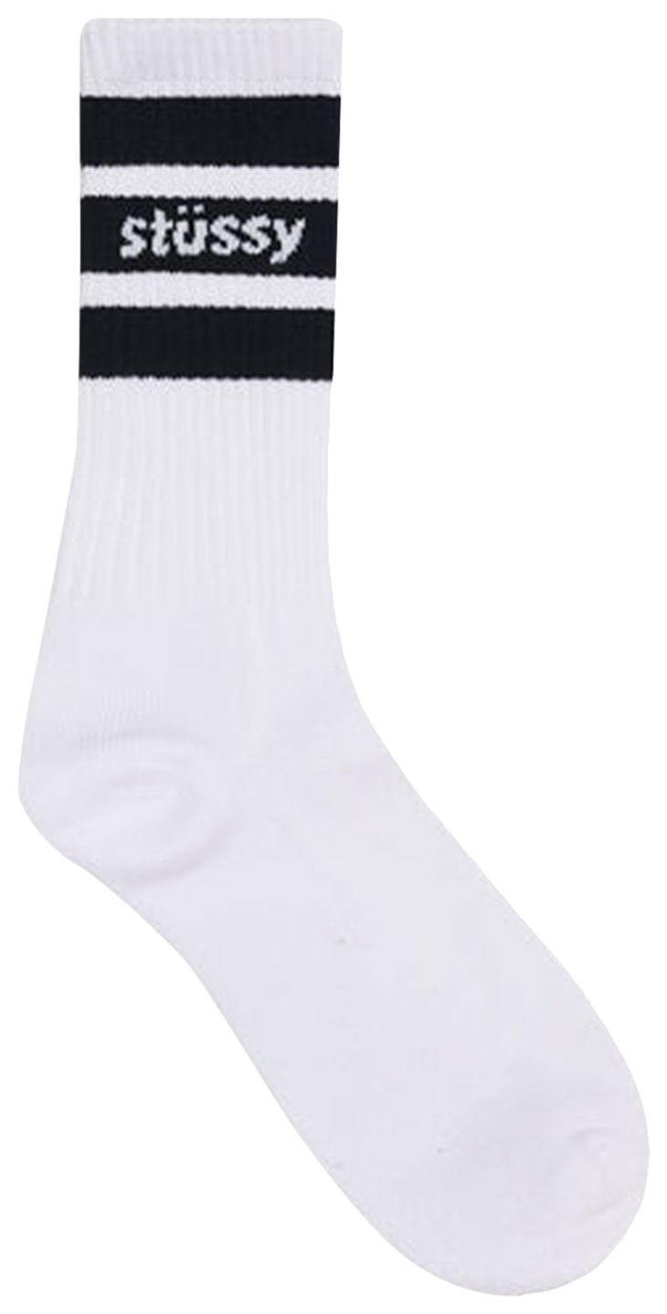 Stussy Stripe Crew Socks WhiteBlack