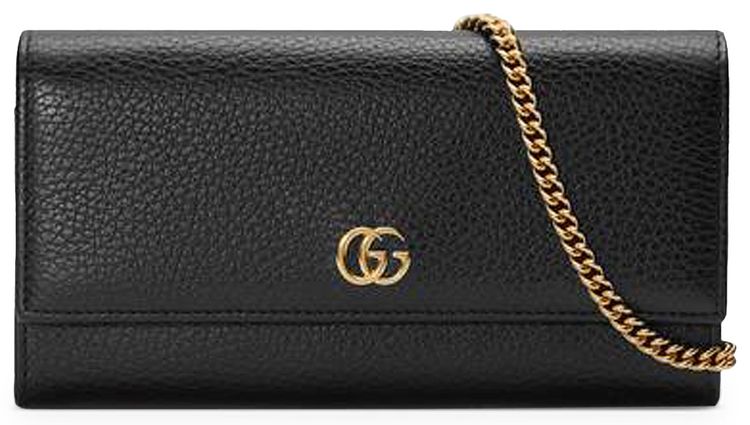 Gucci GG Marmont Leather Chain Wallet Nero