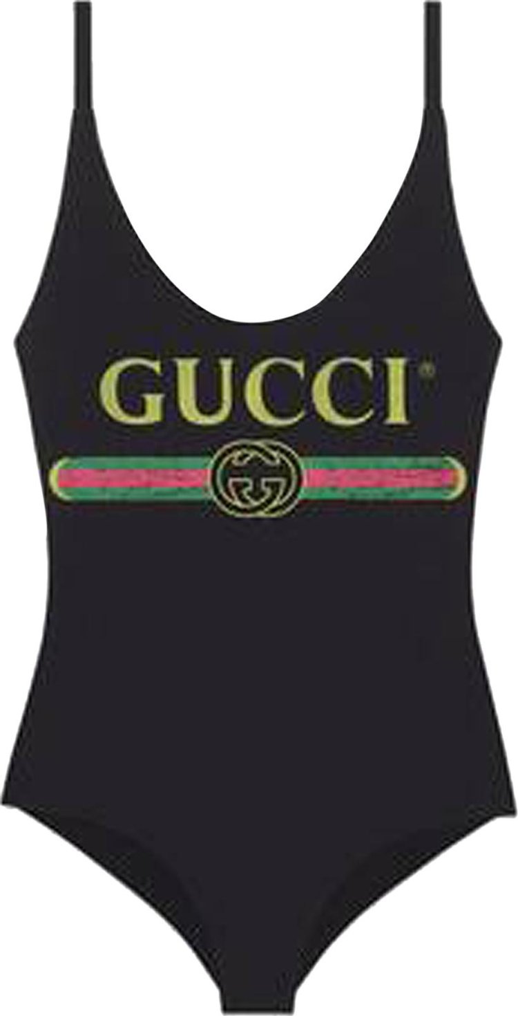 Gucci Logo Bodysuit 'Black/Multicolor'