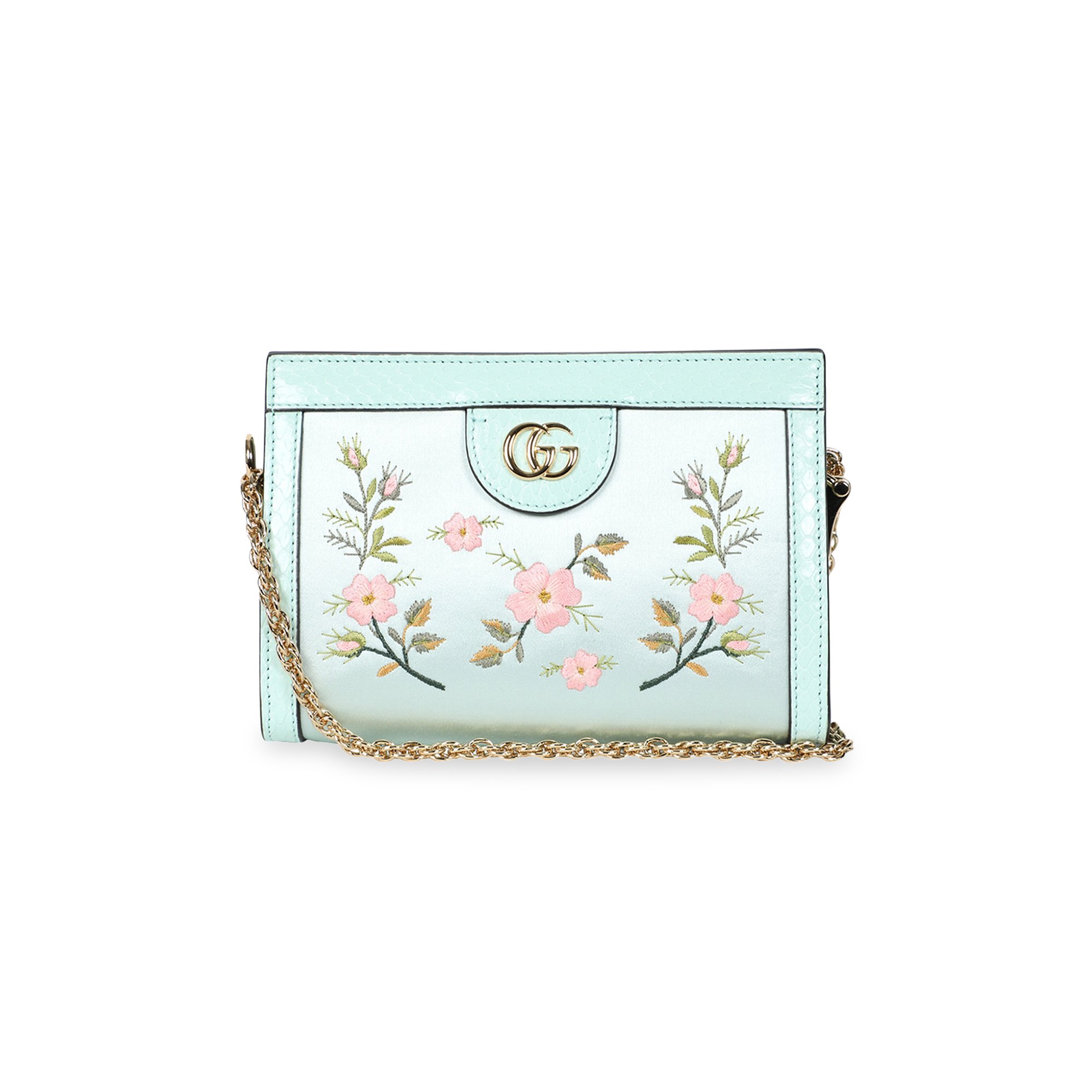 Buy Gucci Floral Embroidered Shoulder Bag 'Sky Blue Mult/Sky Bl 