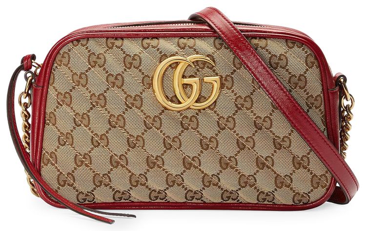 Gucci GG Marmont Small Shoulder Bag BeigeNew Cherry Red
