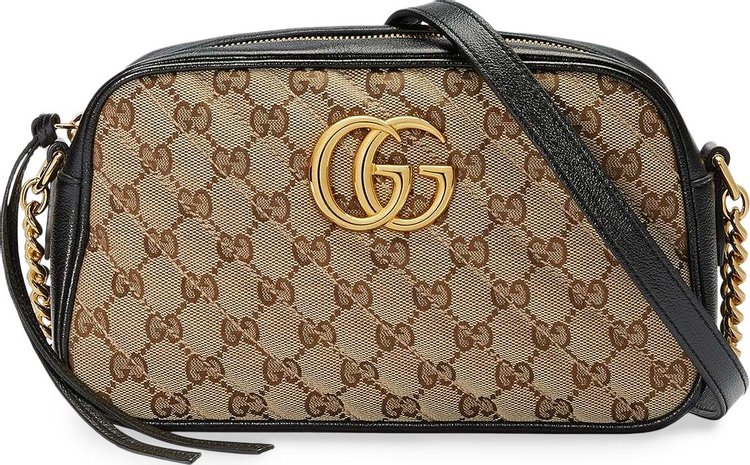 Gucci GG Marmont Small Shoulder Bag Beige EbonyNero