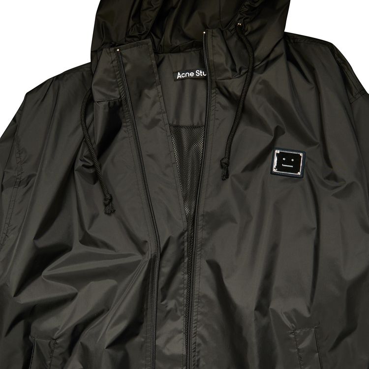 Acne Studios Face Plaque Technical Raincoat Black