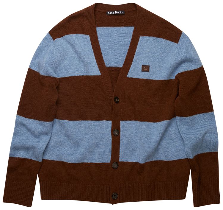 Acne Studios Block Stripe Cardigan Dark BrownMineral Blue
