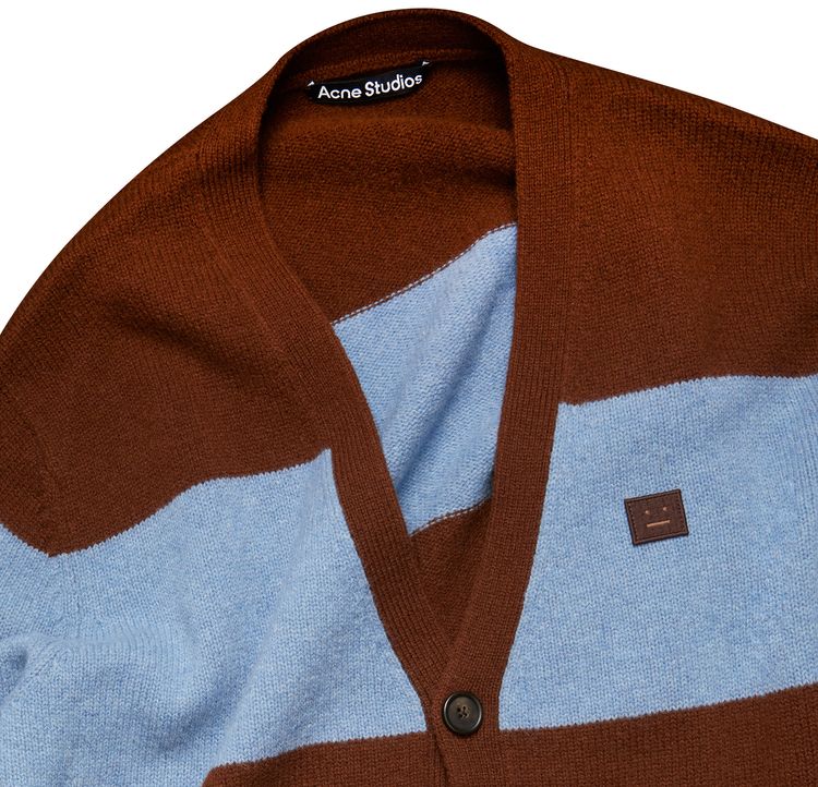 Acne Studios Block Stripe Cardigan Dark BrownMineral Blue