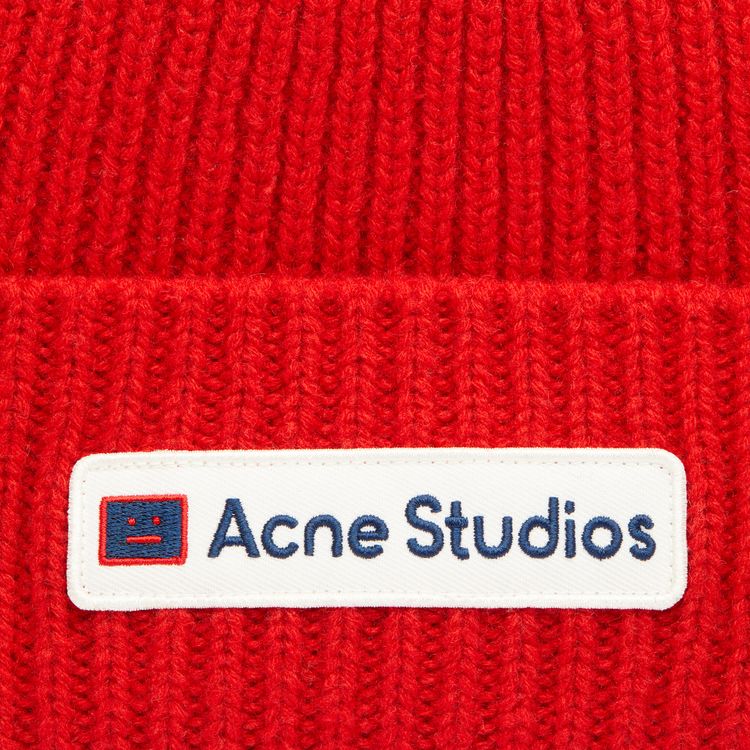 Acne Studios Logo Patch Wool Beanie Red