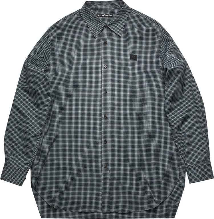 Buy Acne Studios Face Patch Checked Shirt 'Navy Blue' - CB0018 GOAT ...