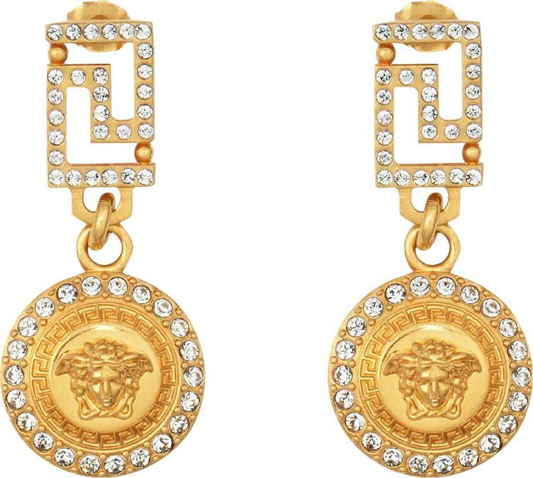 Versace Embellished Medusa Head Earrings 'Tribute Gold/Crystal'
