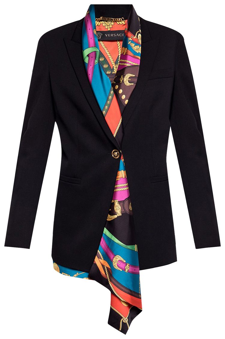 Versace Tailored Scarf Blazer Jacket Black