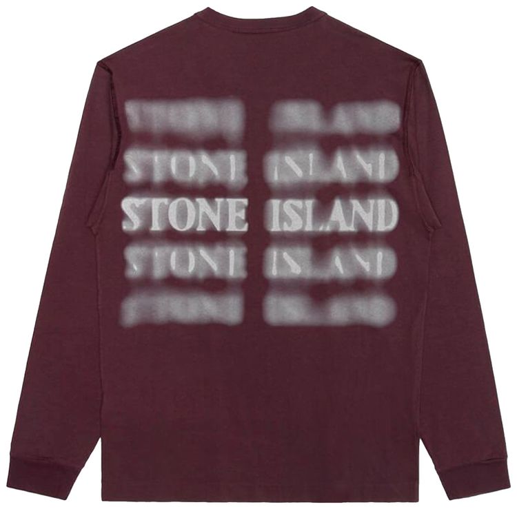 Stone Island Graphic Five Long Sleeve T Shirt Dark Burgundy