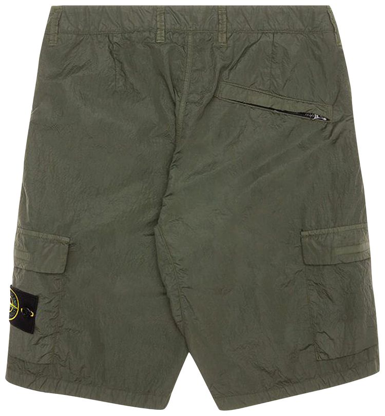 Stone Island Seersucker Bermuda Cargo Shorts Olive