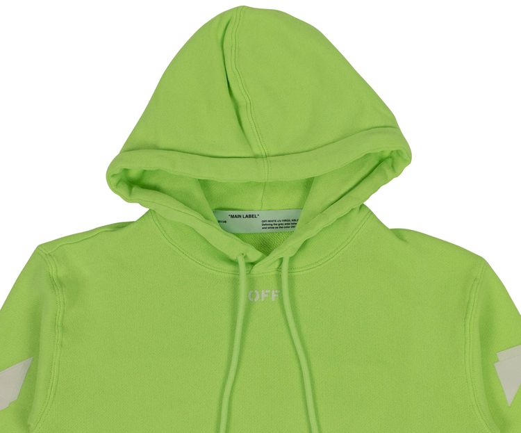 Off White Diagonal Stripe Hoodie Green