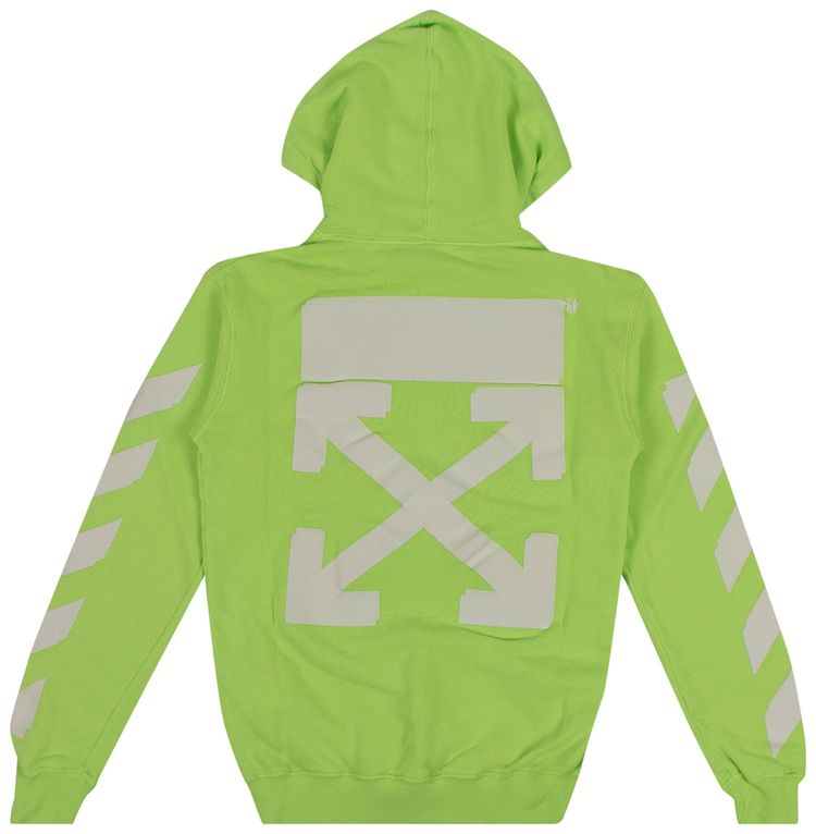 Off White Diagonal Stripe Hoodie Green