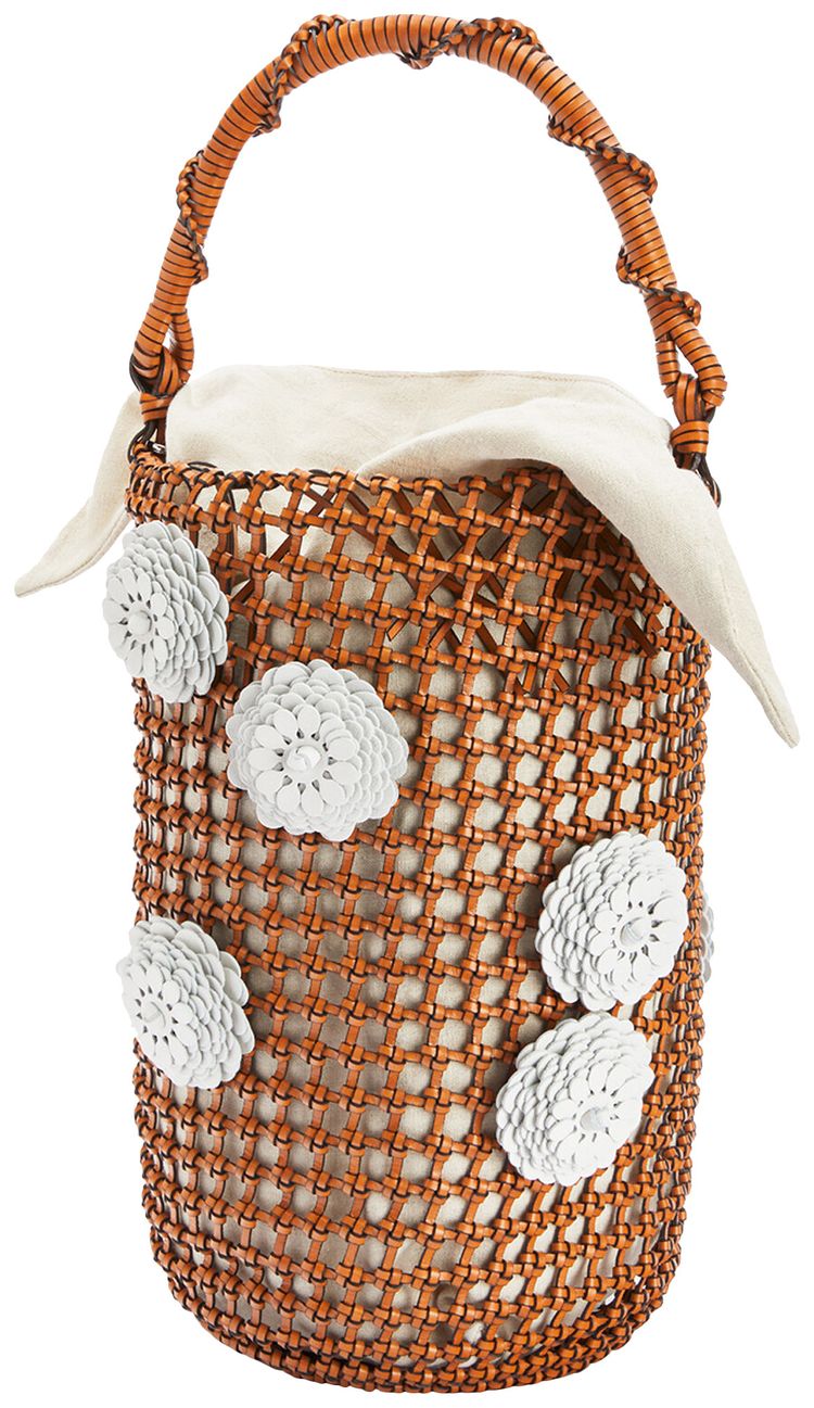Loewe Bucket Mesh Flower Bag Tan