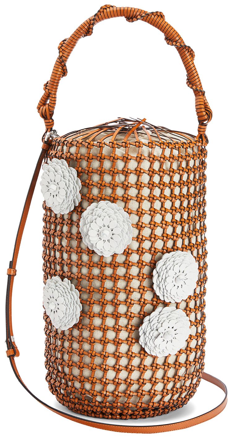 Loewe Bucket Mesh Flower Bag Tan