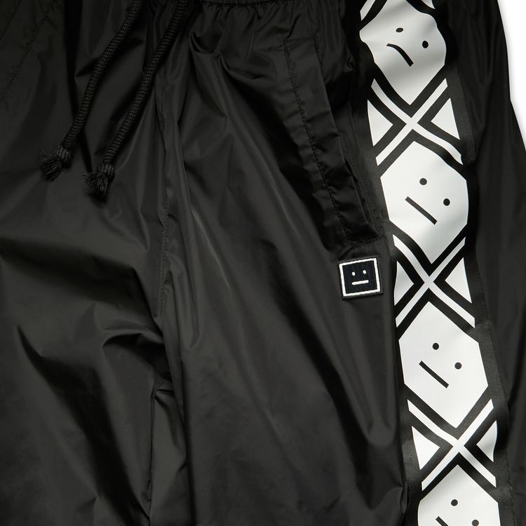 Acne Studios Face Motif Stripe Track Pants Black