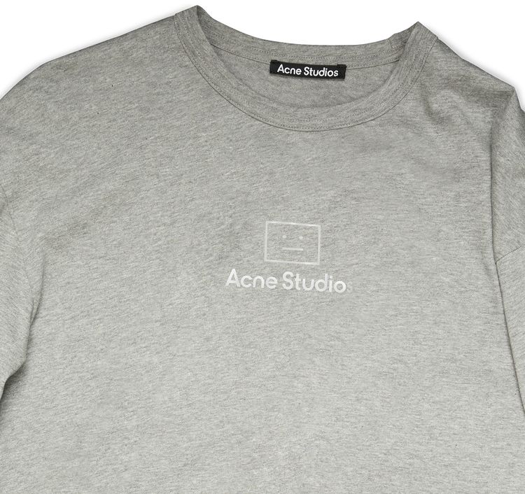 Acne Studios Reflective Face Motif T Shirt Light Grey Melange