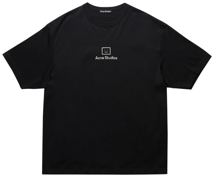 Acne Studios Reflective Face Motif T Shirt Black