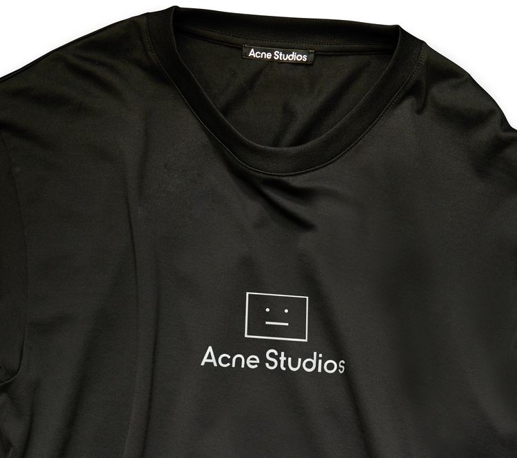 Acne Studios Reflective Face Motif T Shirt Black