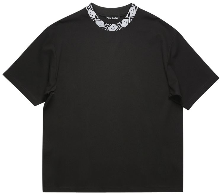 Acne Studios Face Motif Mock Neck T Shirt Black