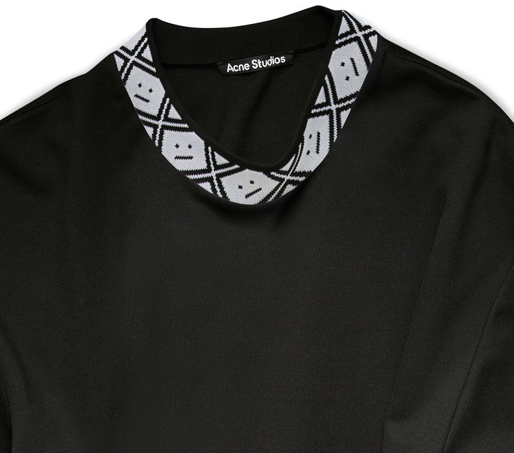 Acne Studios Face Motif Mock Neck T Shirt Black