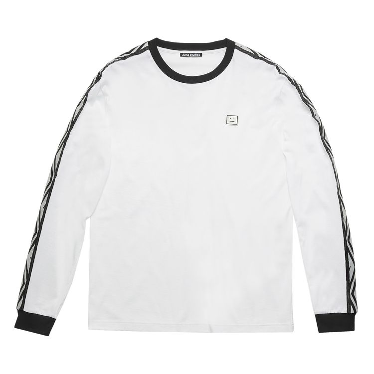 Acne Studios Logo Stripe Long Sleeve T Shirt Optic White