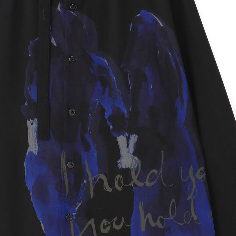 Yohji Yamamoto G Holding Hands Long Tab Blouse Black