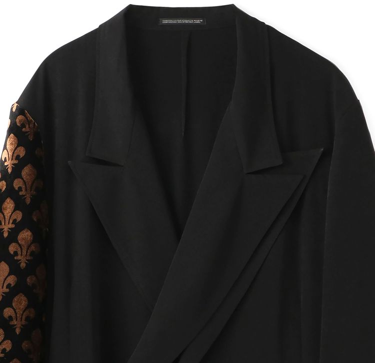 Yohji Yamamoto I Lily Embroidered Sleeve Dress Coat Black