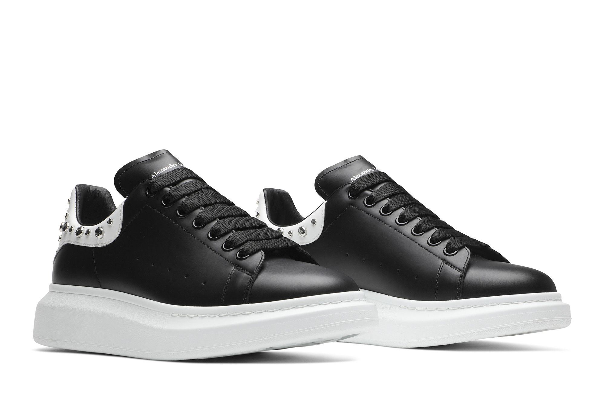 Buy Alexander McQueen Studded Oversized Sneaker White Black 553776 WHGP5 1070 GOAT
