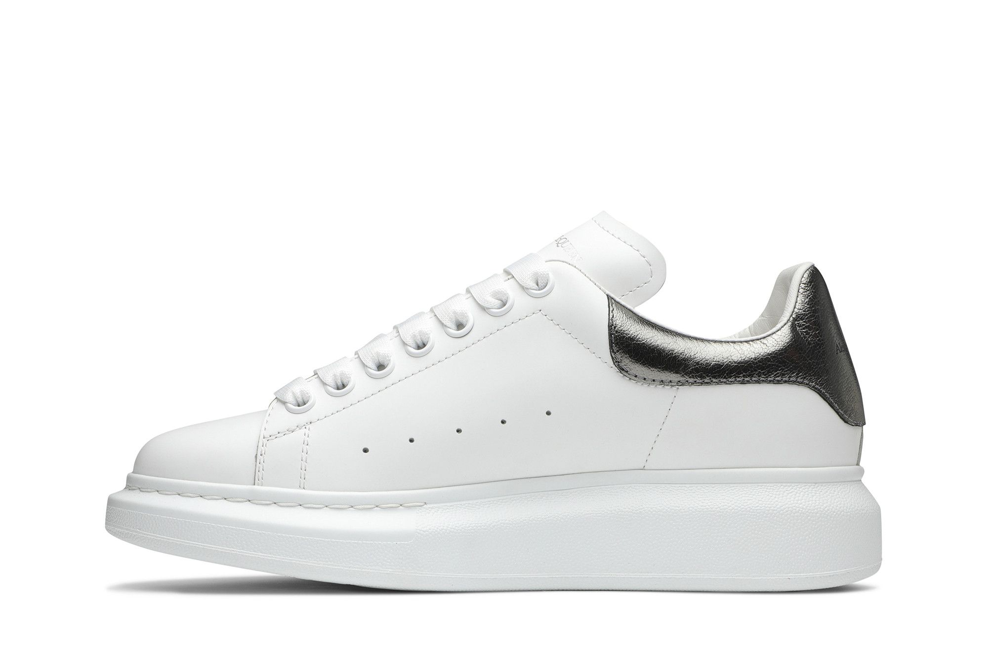 Size 4.0 Alexander McQueen Wmns Oversized Sneaker 'Bleach White Silver'