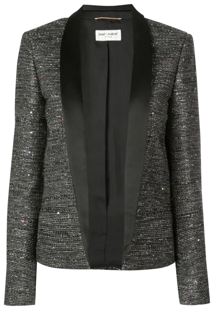 Saint Laurent Tweed Blazer Grey