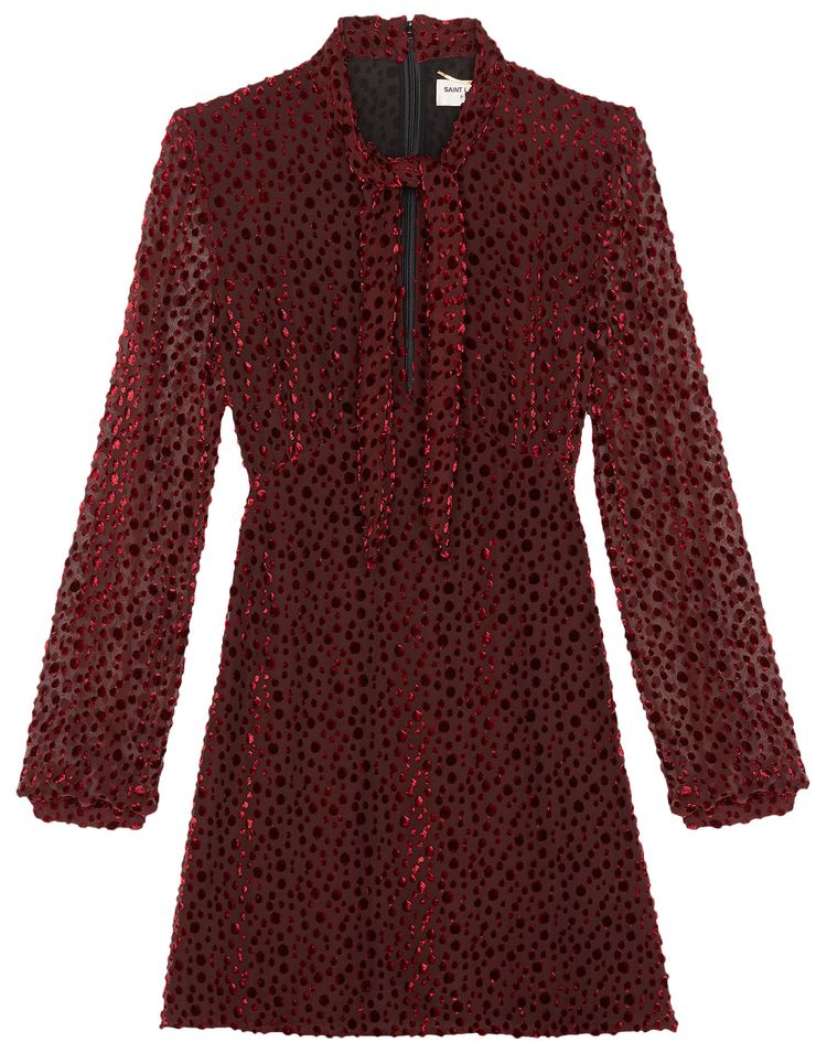Saint Laurent Devore Mini Dress Burgundy