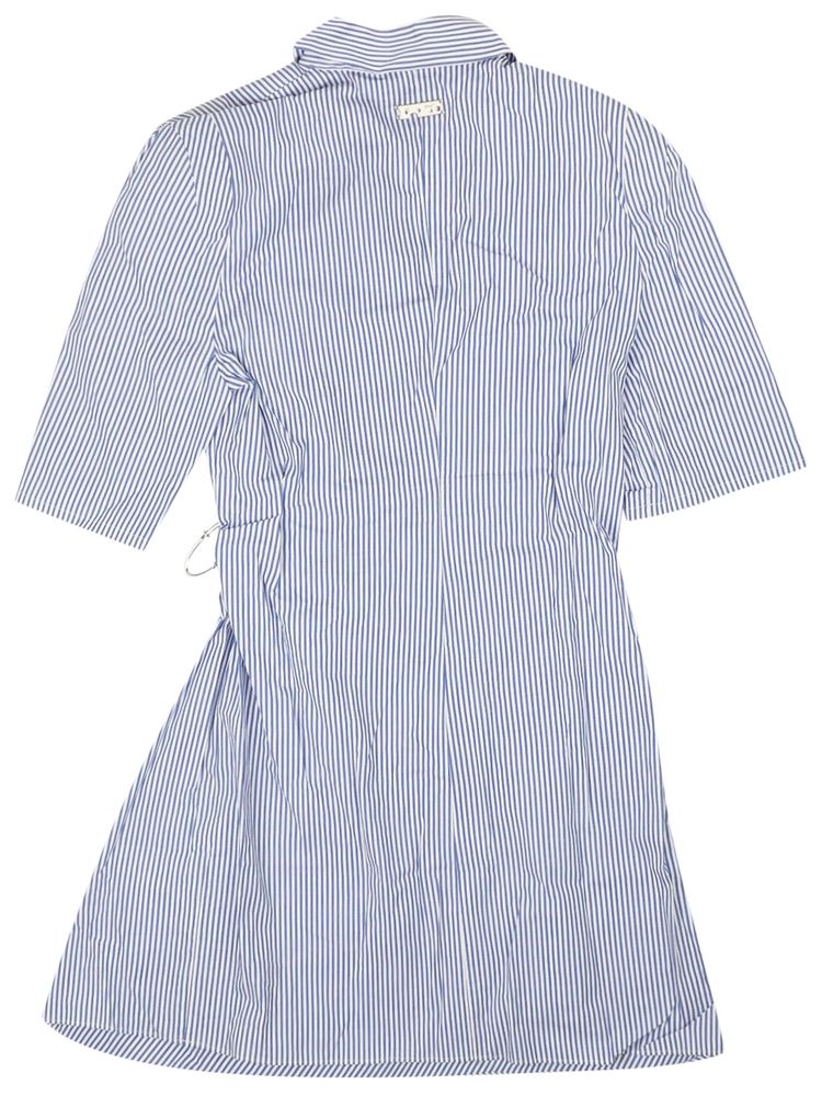 Off White Stripes Short Shirt Dress WhiteLight Blue