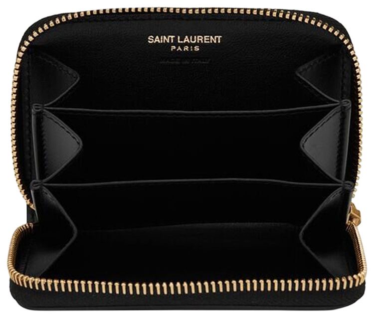 Saint Laurent Logo Zip Wallet Black