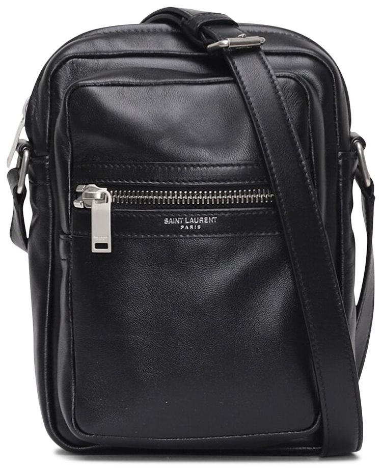 Saint Laurent Brad Soft Leather Crossbody Pouch Bag in Black for Men