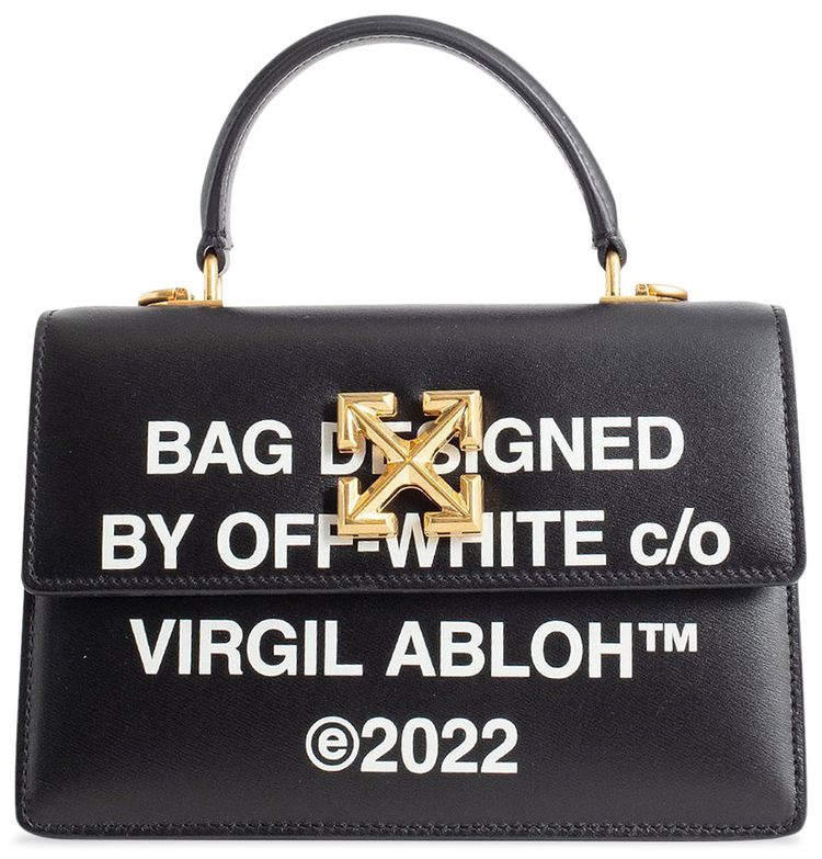 Off White Jitney 14 Top Handle Bag BlackWhite