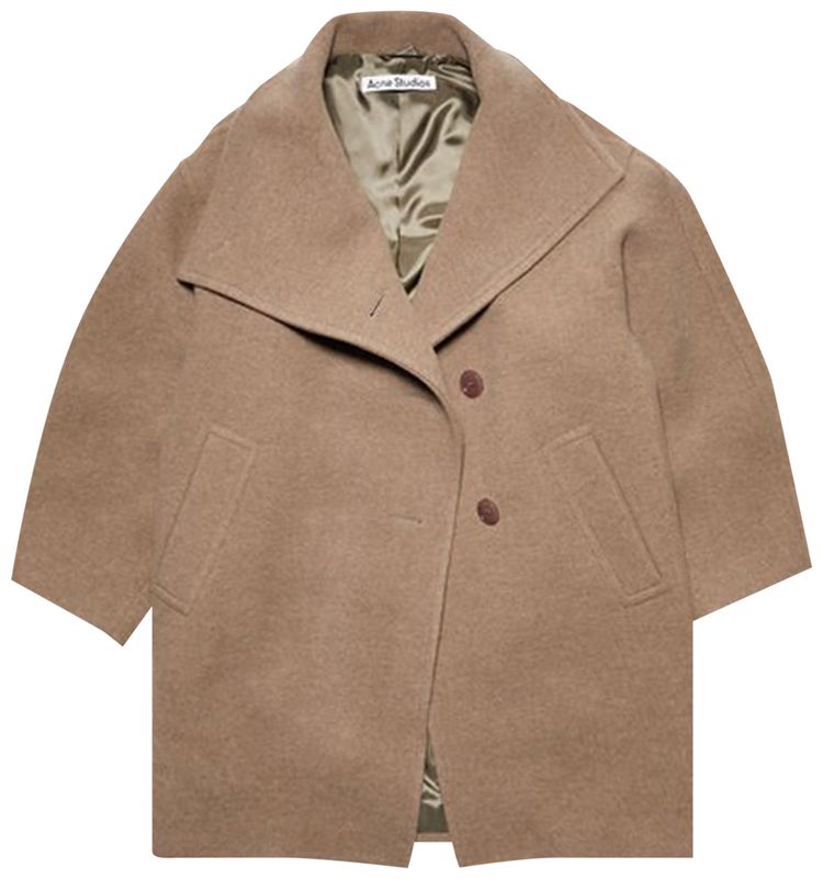 Acne Studios Wool Funnel Neck Coat Light Brown