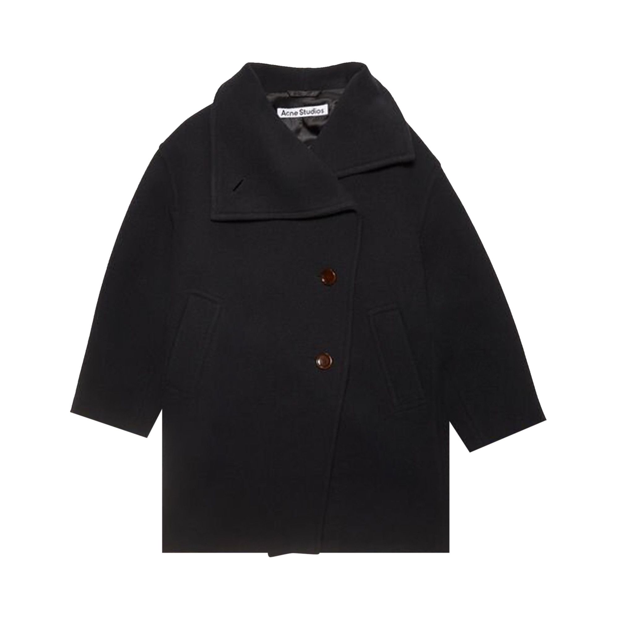 Buy Acne Studios Wool Funnel Neck Coat Black A90464 GOAT BLAC GOAT