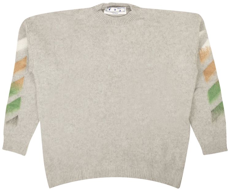 Off White Diag Brushed Sweater Grey
