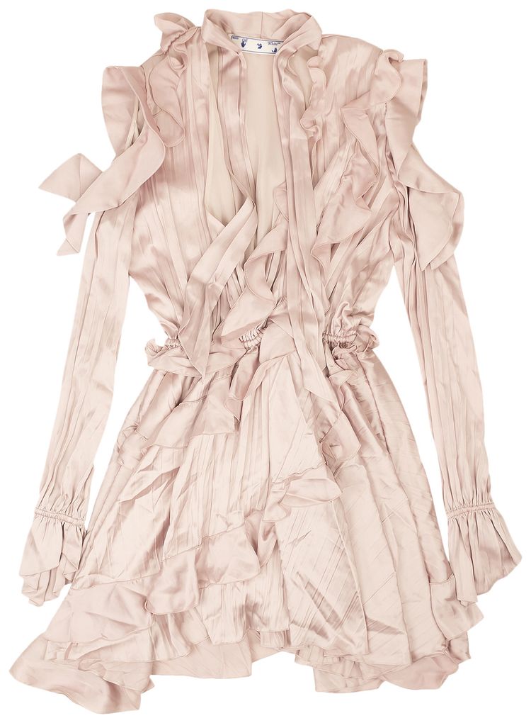 Off White Ruffled Dress nude pink