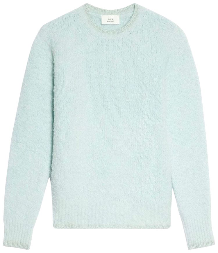 Ami Brushed Crewneck Sweater Pale Green