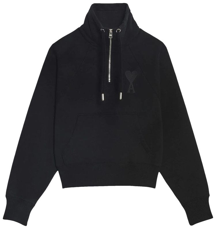 Ami Tonal Big Zip Sweat Black