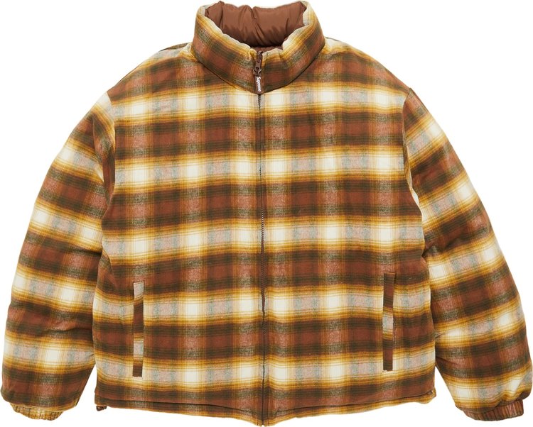 Supreme Flannel Reversible Puffer Jacket Brown