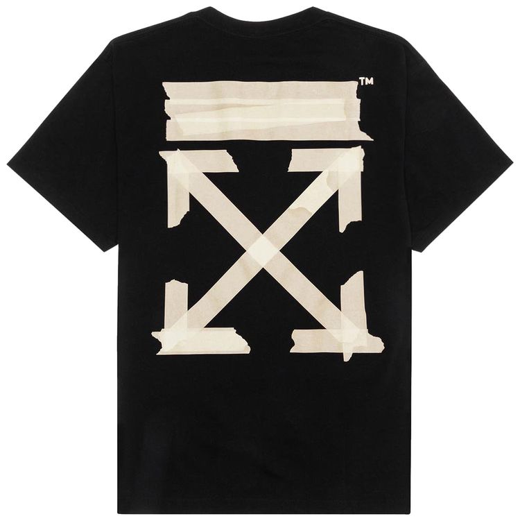 Off White Tape Arrows Short Sleeve Over T Shirt Black