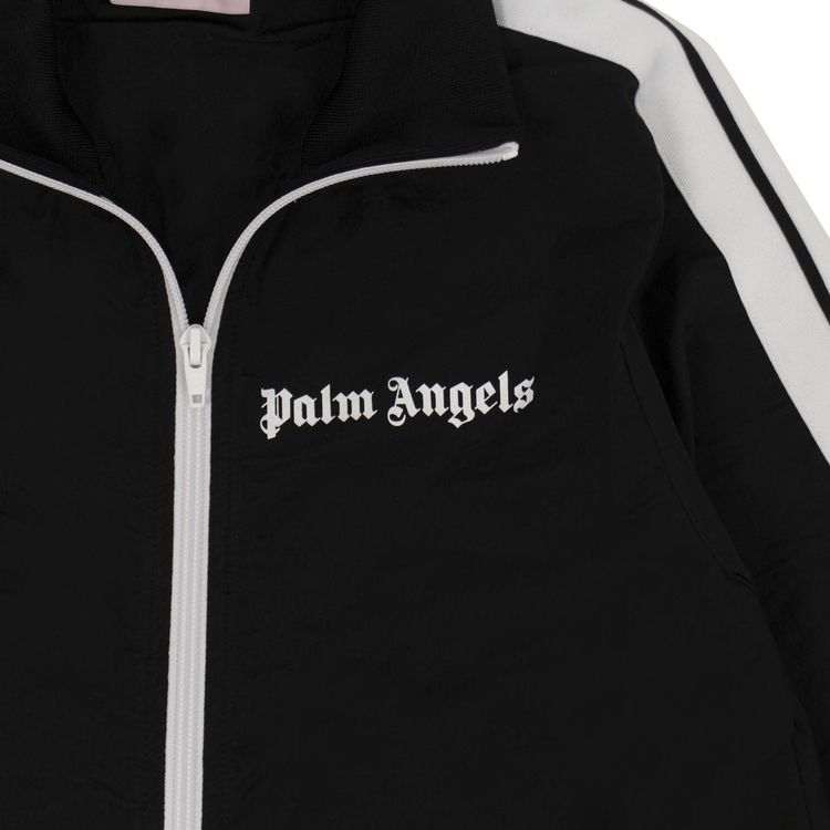 Palm Angels Maxi Length Logo Zip Up Track Jacket Black