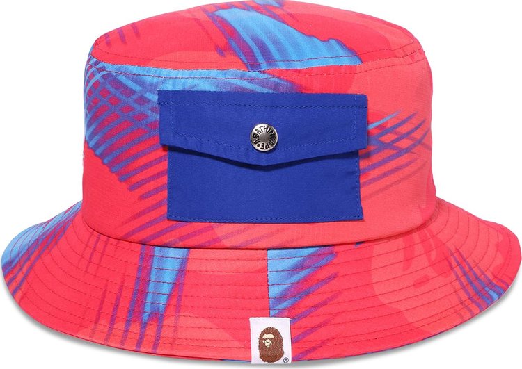 BAPE Stroke Camo Pocket Bucket Hat Red