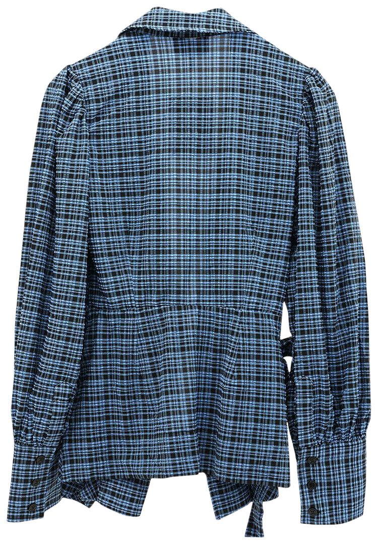 GANNI Wrap Shirt Mini Check Granada Sky