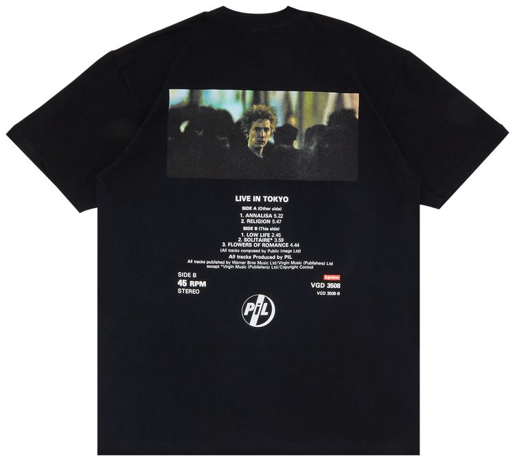 Supreme x PiL Live In Tokyo Tee Black