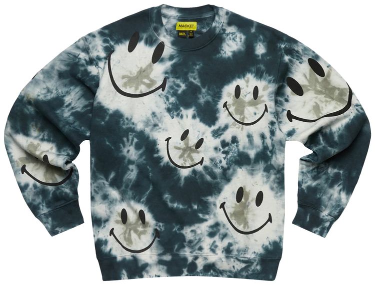Market Smiley Shibori Dye Crewneck Sweatshirt Black